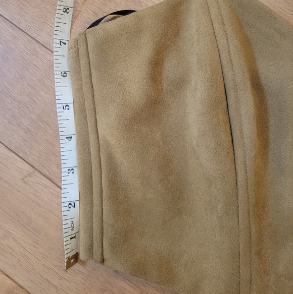 Tan Faux Suede Strapless Bustier Corset Top Zip Back - Picture 5 of 5